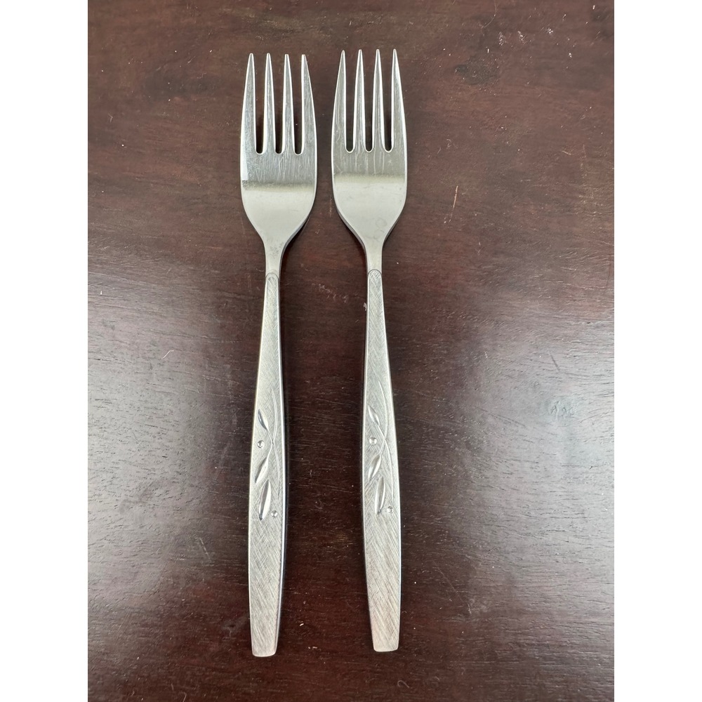 Oneida Will o Wisp Stainless Salad Forks Set of 2 Mid Century Modern  Pattern